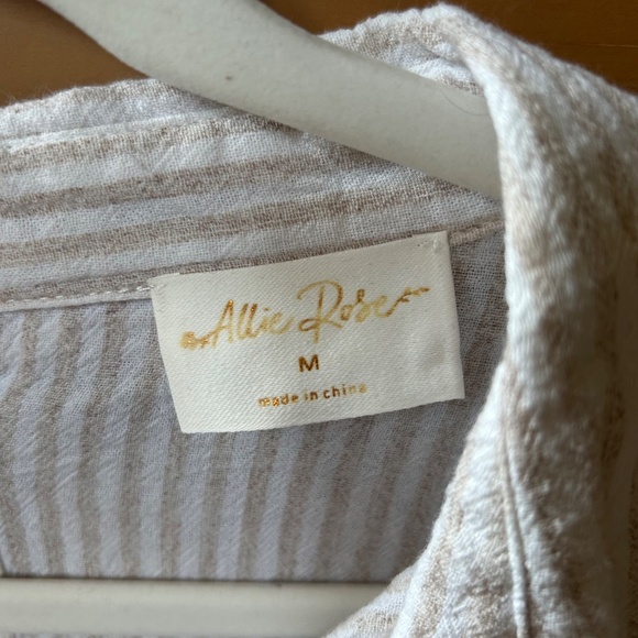 Allie Rose Top Linen Cotton Blend Button Up Women's Size Medium - Picture 6 of 10